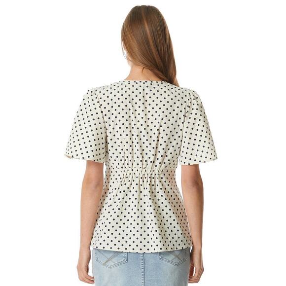 Soon Maternity Hani V-Neck Maternity Blouse - Polka Dot - White Multi/White Dot - Picture 4 of 12
